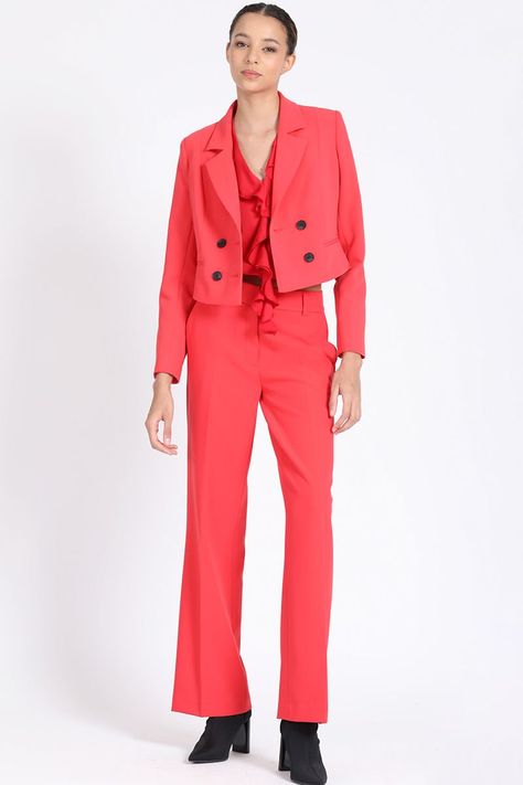 Blazer Cropped Cruzado, Rojo Liola-2