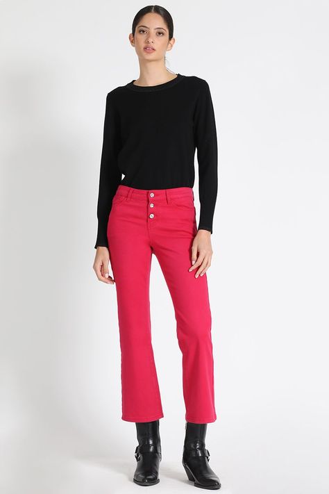 Jeans Tiro Medio Fucsia Liola-0