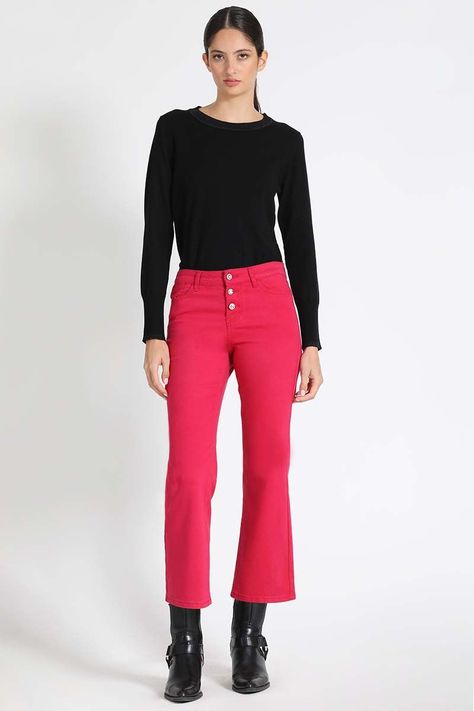 Jeans Tiro Medio Fucsia Liola-4