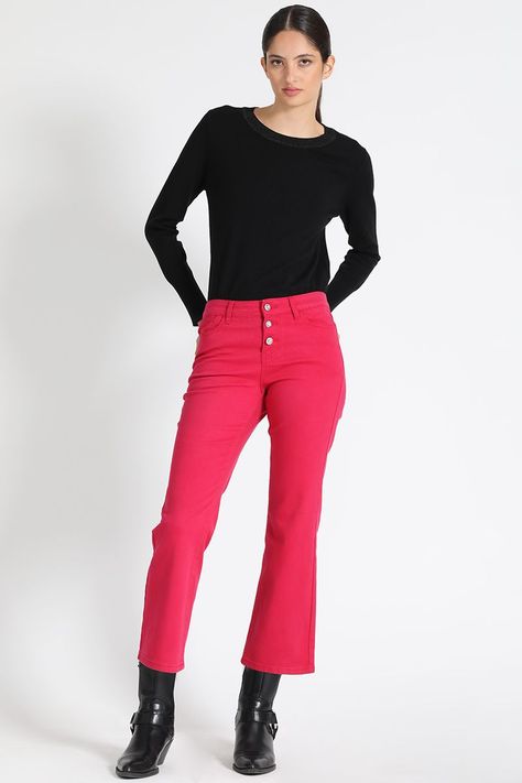 Jeans Tiro Medio Fucsia Liola-5