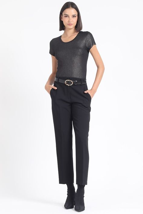 Polera Basica Folia, Negro Liola-1