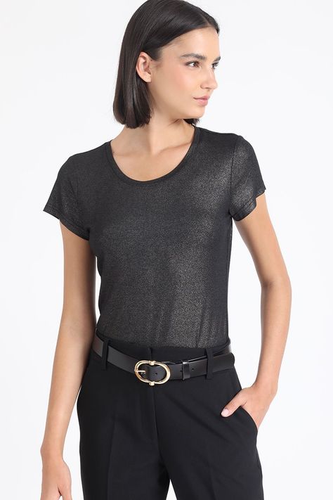 Polera Basica Folia, Negro Liola-2