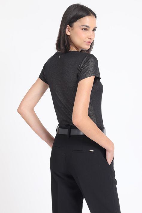 Polera Basica Folia, Negro Liola-4