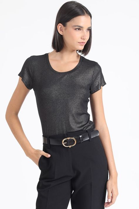 Polera Basica Folia, Negro Liola-5