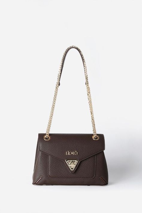 Cartera Broche Triangulo, Efecto Cuero, Chocolate Liola-0