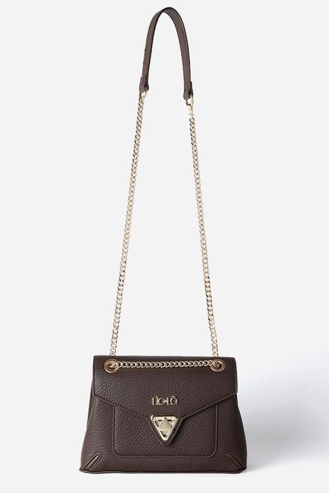 Cartera Broche Triangulo, Efecto Cuero, Chocolate Liola-3
