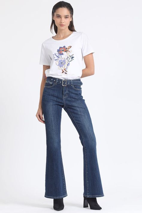 Polera Algodón, Estampado Flores Folia, Crudo Liola-1
