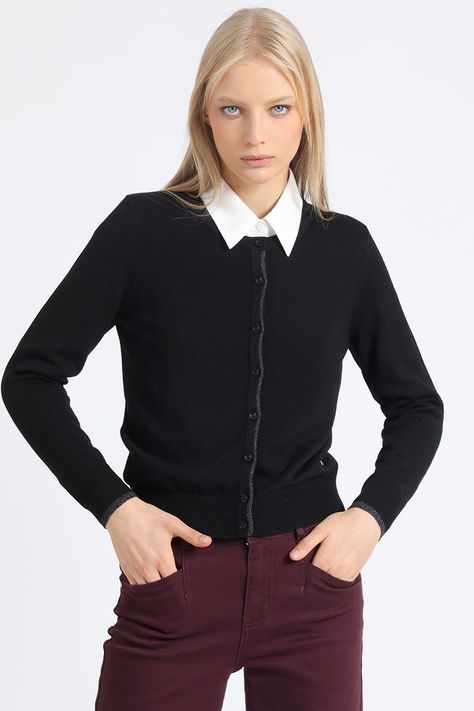 Cardigan Tejido Punto, Negro Liola-0