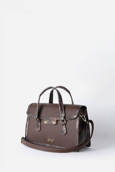 Cartera Aplicación Piton, Efecto Cuero, Chocolate Liola-1