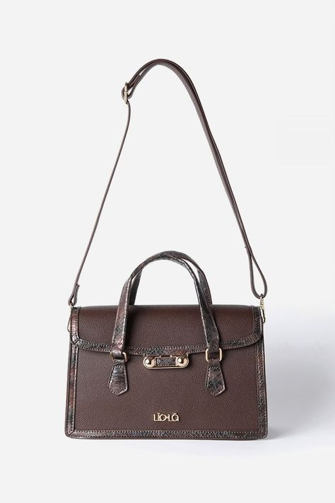 Cartera Aplicación Piton, Efecto Cuero, Chocolate Liola-3