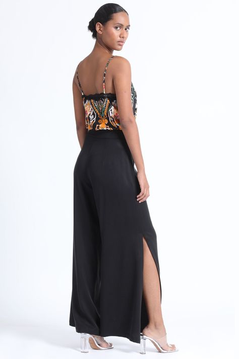 Pantalon Ancho Abertura Negro Liola-1