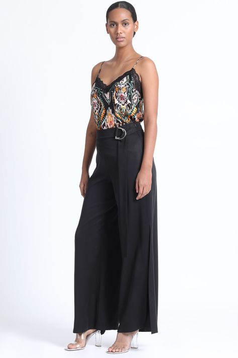 Pantalon Ancho Abertura Negro Liola-2