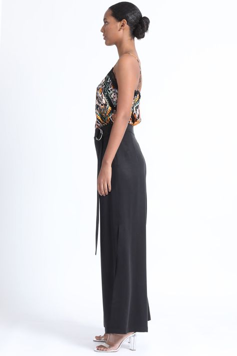 Pantalon Ancho Abertura Negro Liola-3