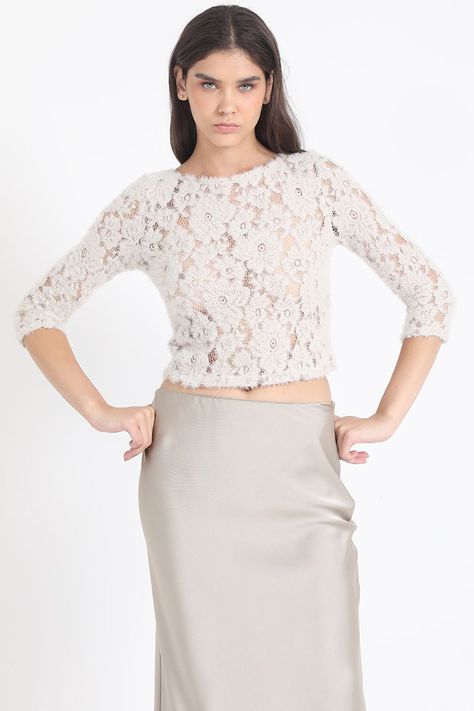 Polera Encaje Fantasia, Beige Liola-4