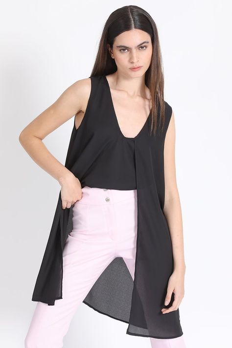Blusa Doble Capa Negra Liola-0
