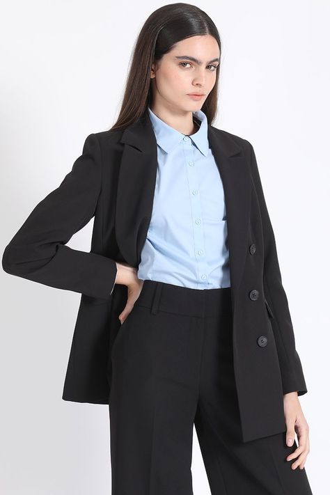 Blazer Clásico Cruzado Negro Liola-5