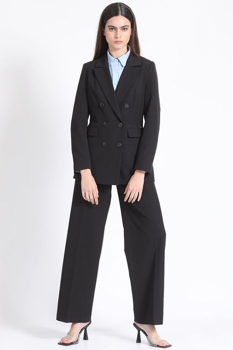 Blazer Clásico Cruzado Negro Liola-1