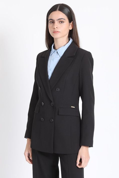 Blazer Clásico Cruzado Negro Liola-2