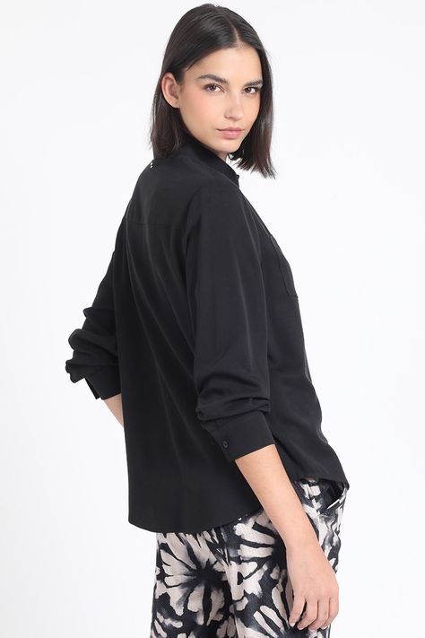Blusa Larga Basica, Negro Liola-5