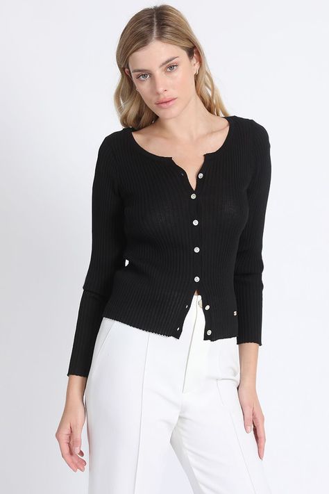 Jersey Tejido Boton Nacar, Negro Liola-0