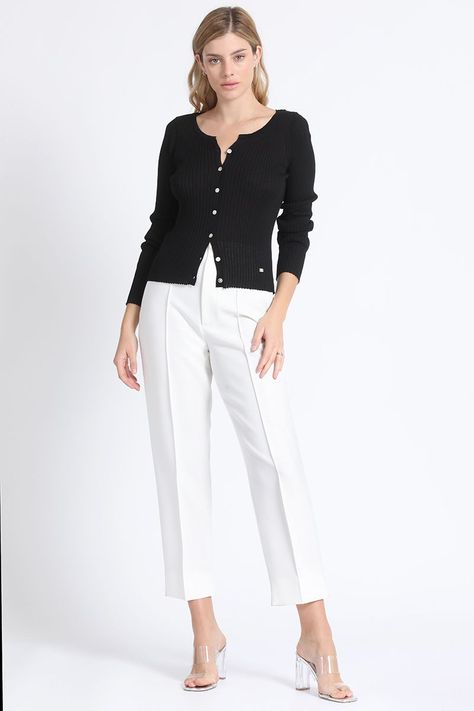 Jersey Tejido Boton Nacar, Negro Liola-1