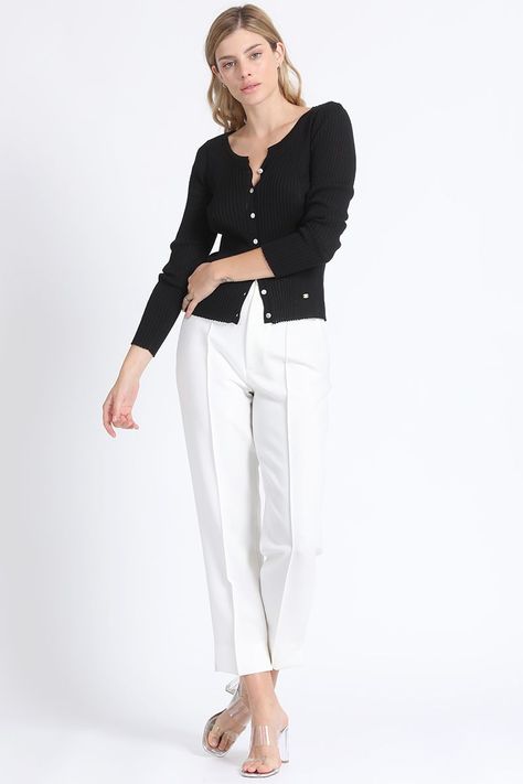 Jersey Tejido Boton Nacar, Negro Liola-2