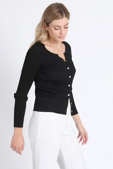 Jersey Tejido Boton Nacar, Negro Liola-3