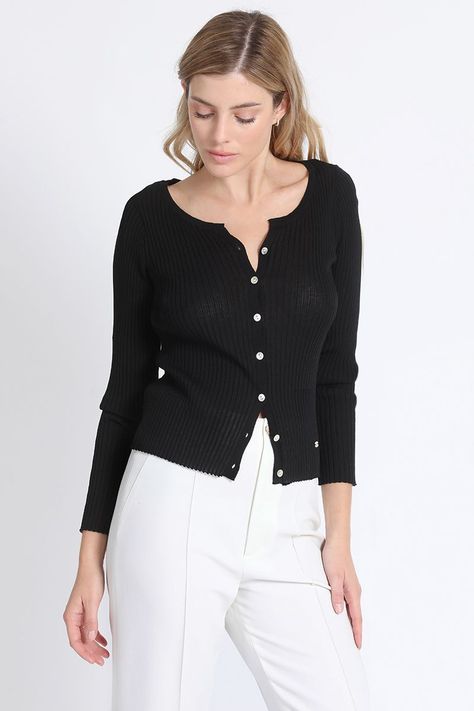 Jersey Tejido Boton Nacar, Negro Liola-4