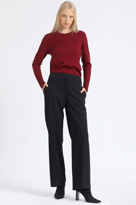 Sweater Basico, Tejido Punto, Burdeo Liola-1