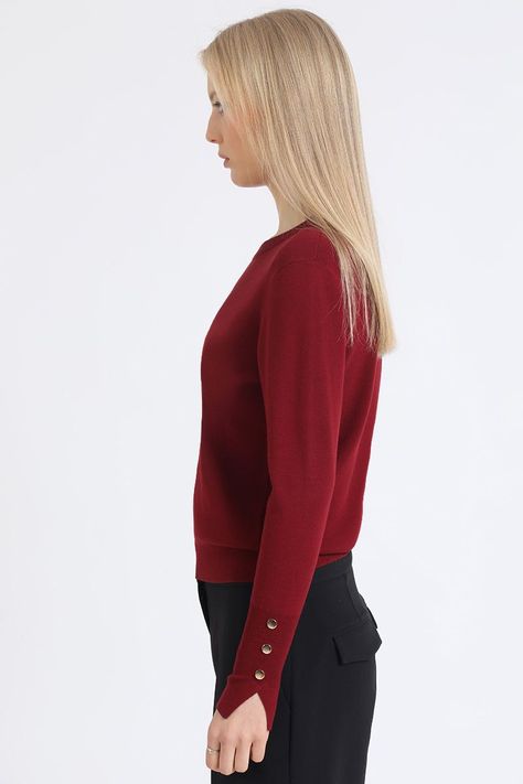 Sweater Basico, Tejido Punto, Burdeo Liola-3