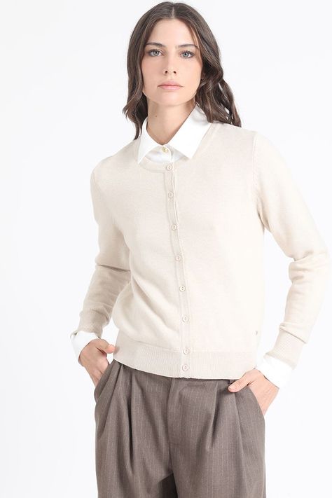 Cardigan Tejido Punto, Crudo Liola-0
