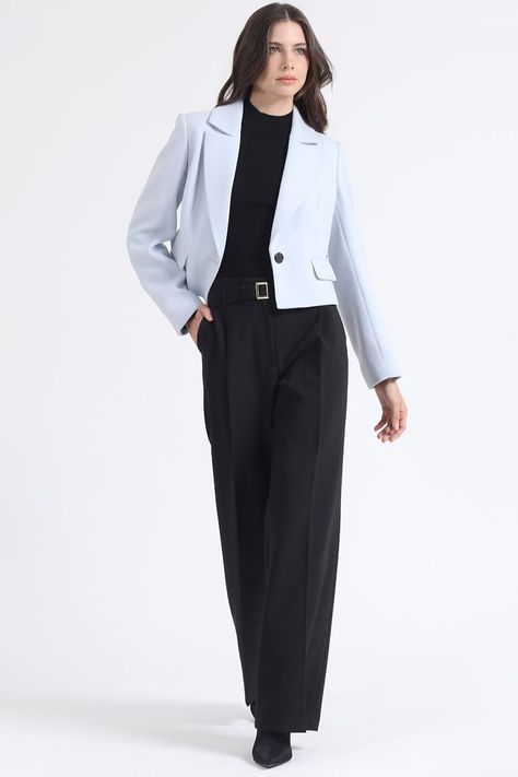Chaqueta Crop, Boton Contratono, Muflon Celeste Liola-1