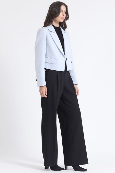 Chaqueta Crop, Boton Contratono, Muflon Celeste Liola-2