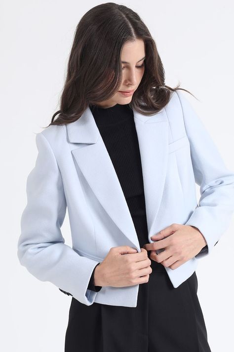 Chaqueta Crop, Boton Contratono, Muflon Celeste Liola-3
