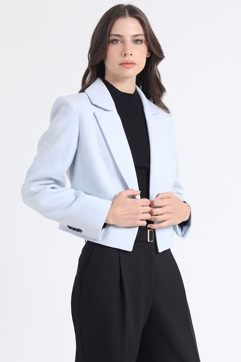 Chaqueta Crop, Boton Contratono, Muflon Celeste Liola-5