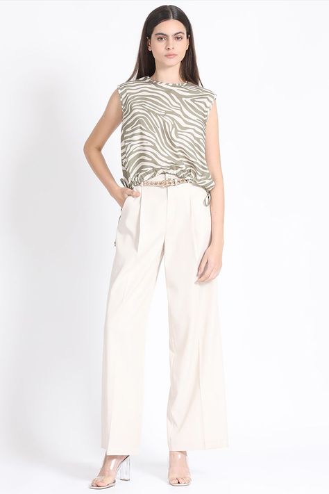 Top Algodon Estampado Animal, Crudo Liola-1