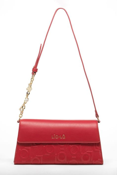 Cartera Rectangular Cuero Textura Logo Liola, Rojo Liola-0