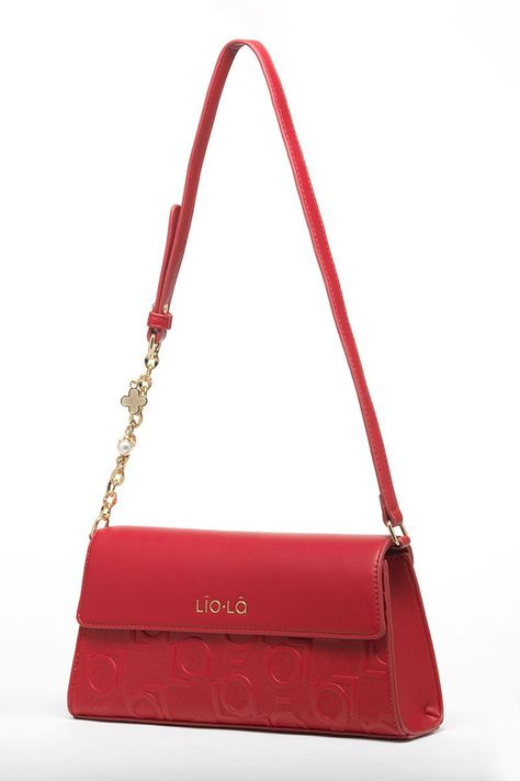 Cartera Rectangular Cuero Textura Logo Liola, Rojo Liola-1