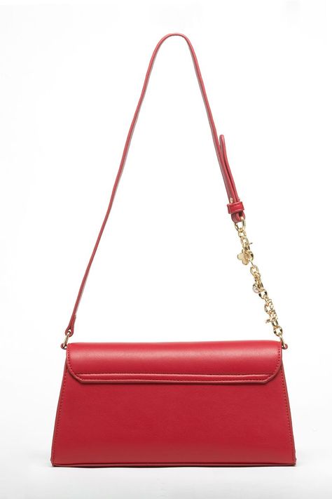 Cartera Rectangular Cuero Textura Logo Liola, Rojo Liola-3