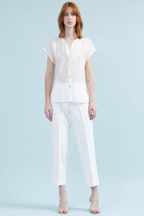 Blusa Tela Fantasia Boton Joya, Crudo Liola-1