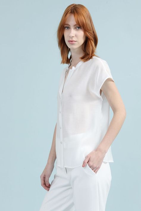 Blusa Tela Fantasia Boton Joya, Crudo Liola-2