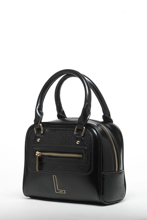 Cartera Efecto Cuero Mezcla Con Piton, Negro Liola-1