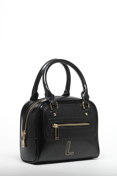 Cartera Efecto Cuero Mezcla Con Piton, Negro Liola-2