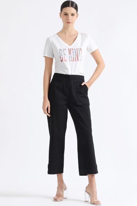 Pantalon Recto Tiro Alto, Cargo, Negro Liola-0