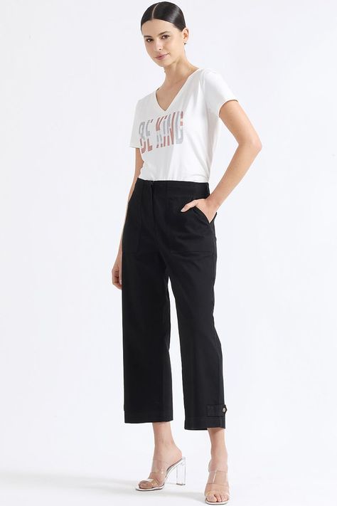 Pantalon Recto Tiro Alto, Cargo, Negro Liola-6