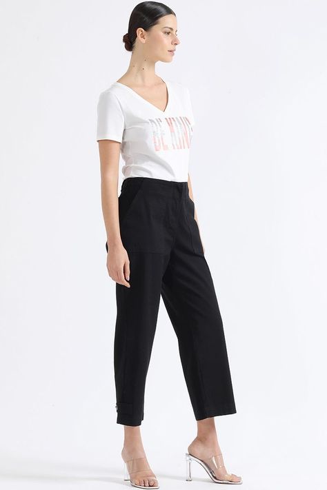 Pantalon Recto Tiro Alto, Cargo, Negro Liola-7
