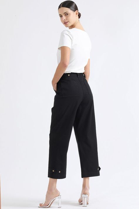 Pantalon Recto Tiro Alto, Cargo, Negro Liola-8