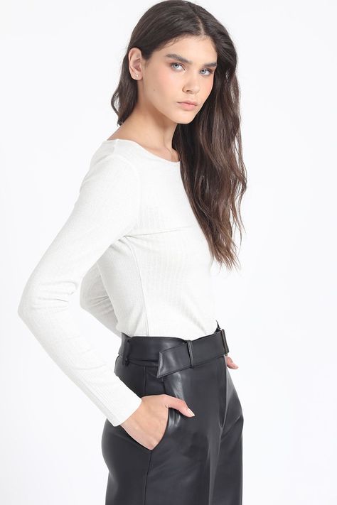 Polera Basica Mix Folia, Beige Liola-2