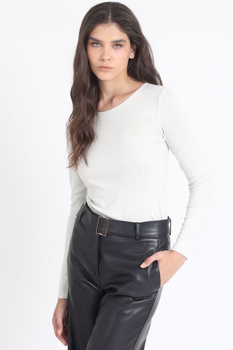Polera Basica Mix Folia, Beige Liola-4