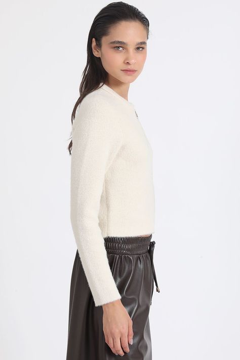 Cardigan Tejido Punto Fantasia Piel, Crudo Liola-2